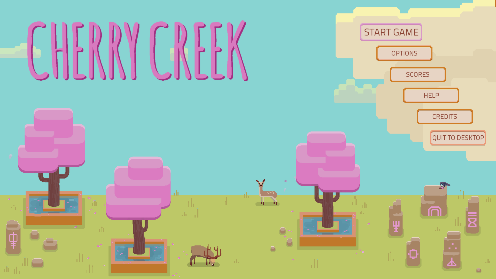 Screenshot showing the title screen of Cherry Creek.